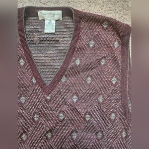 Tricots St. Raphael Vintage Grandpa Sweater Vest Pure 100% Wool Mens M Maroon